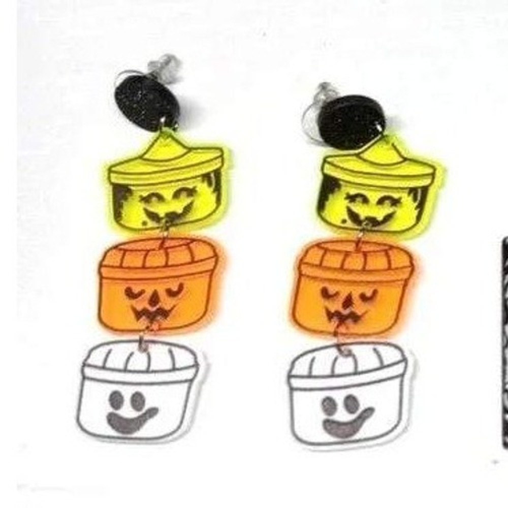 Dangle Halloween Bucket Earrings Retro Classic Fun Spooky Costume Jewelry - Picture 2 of 2